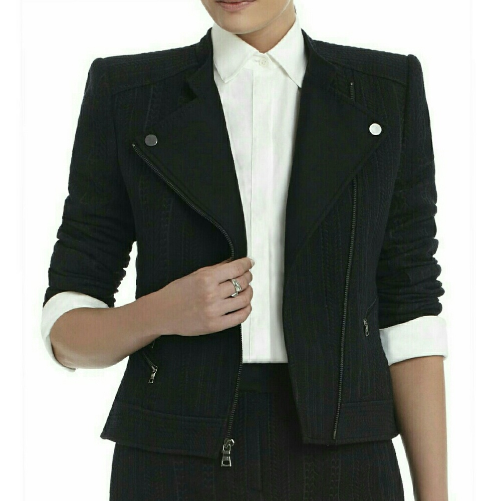 NWT BCBG MAXAZRIA BLACK MOTO CROP JACKET SIZE S - Picture 3 of 7
